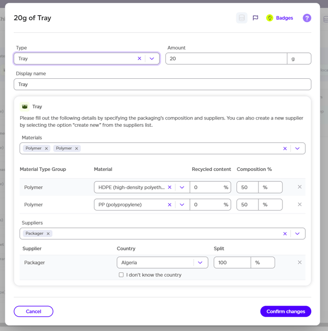 Add Raw Materials (Ingredients & Packaging)